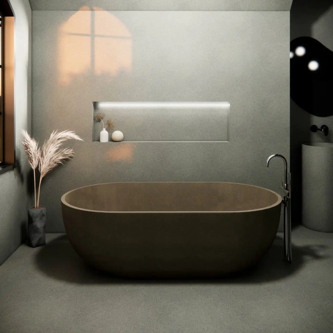Balux Ola 72 Oval Concrete Freestanding Bathtub by Balux