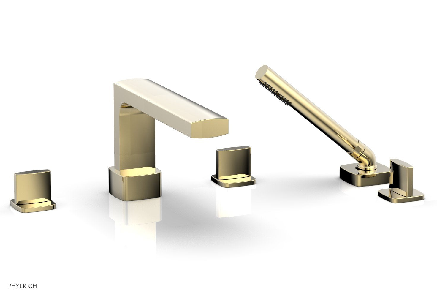 Phylrich RADI Deck Tub Set with Hand Shower - Blade Handles