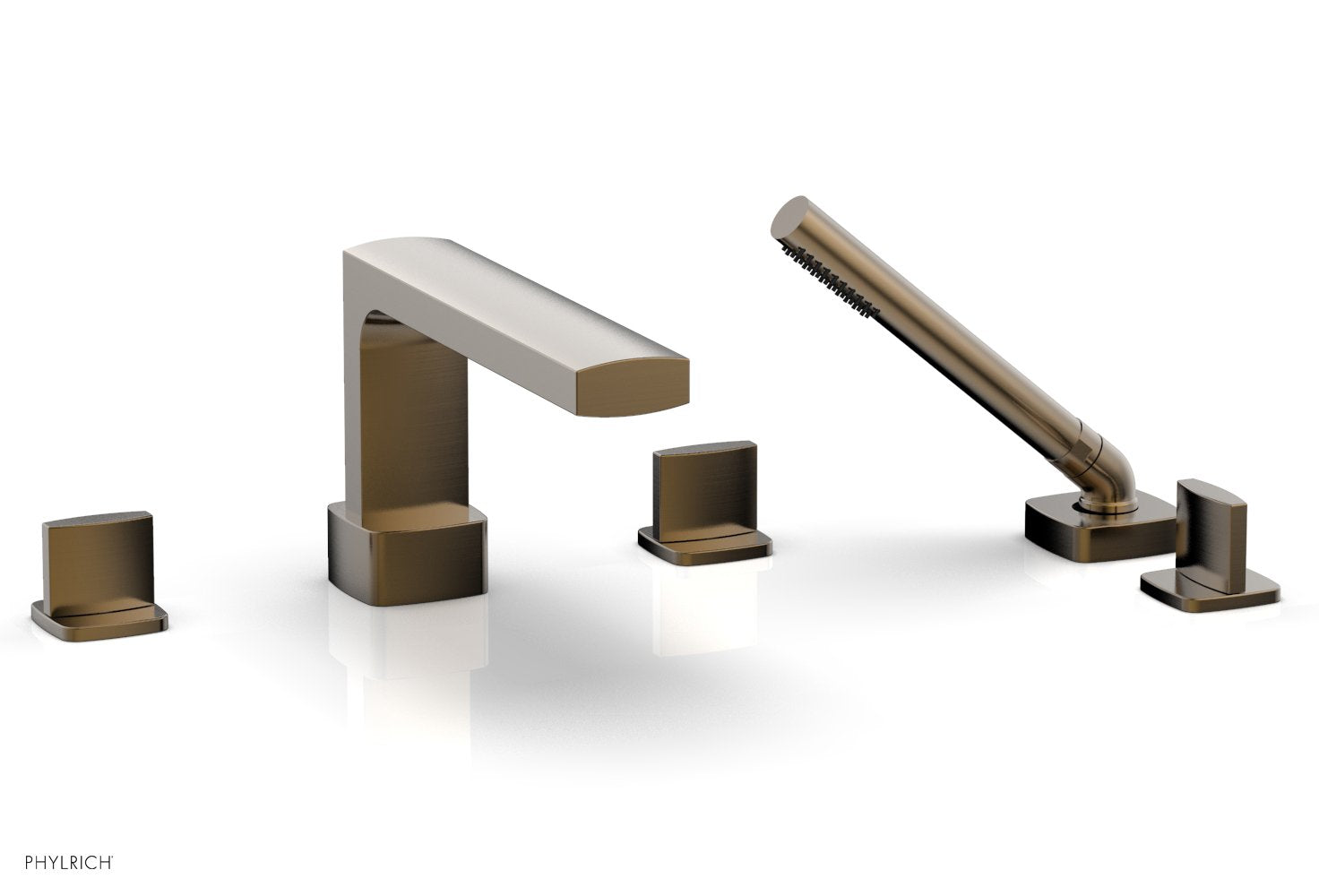 Phylrich RADI Deck Tub Set with Hand Shower - Blade Handles