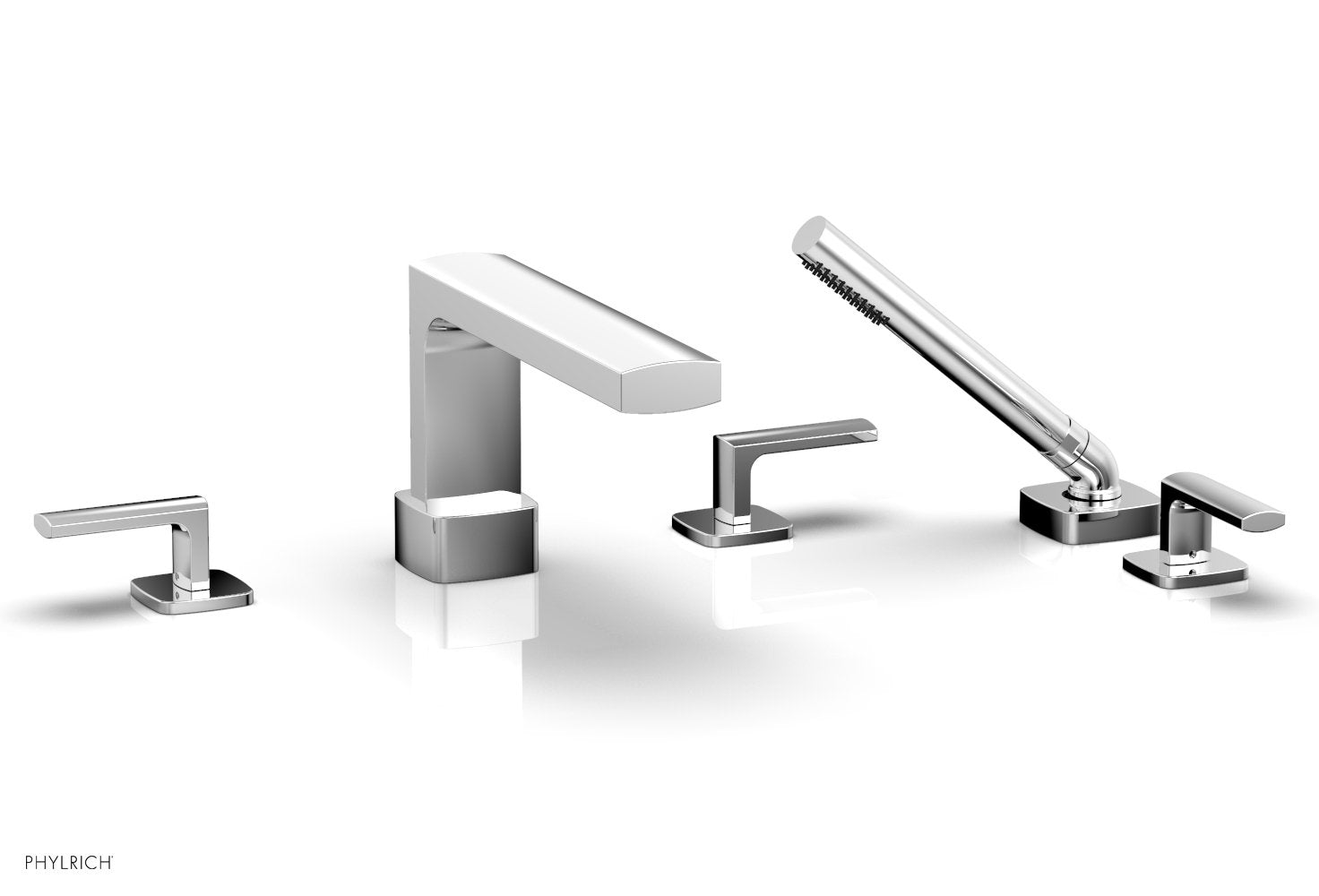 polished chrome deck tub set