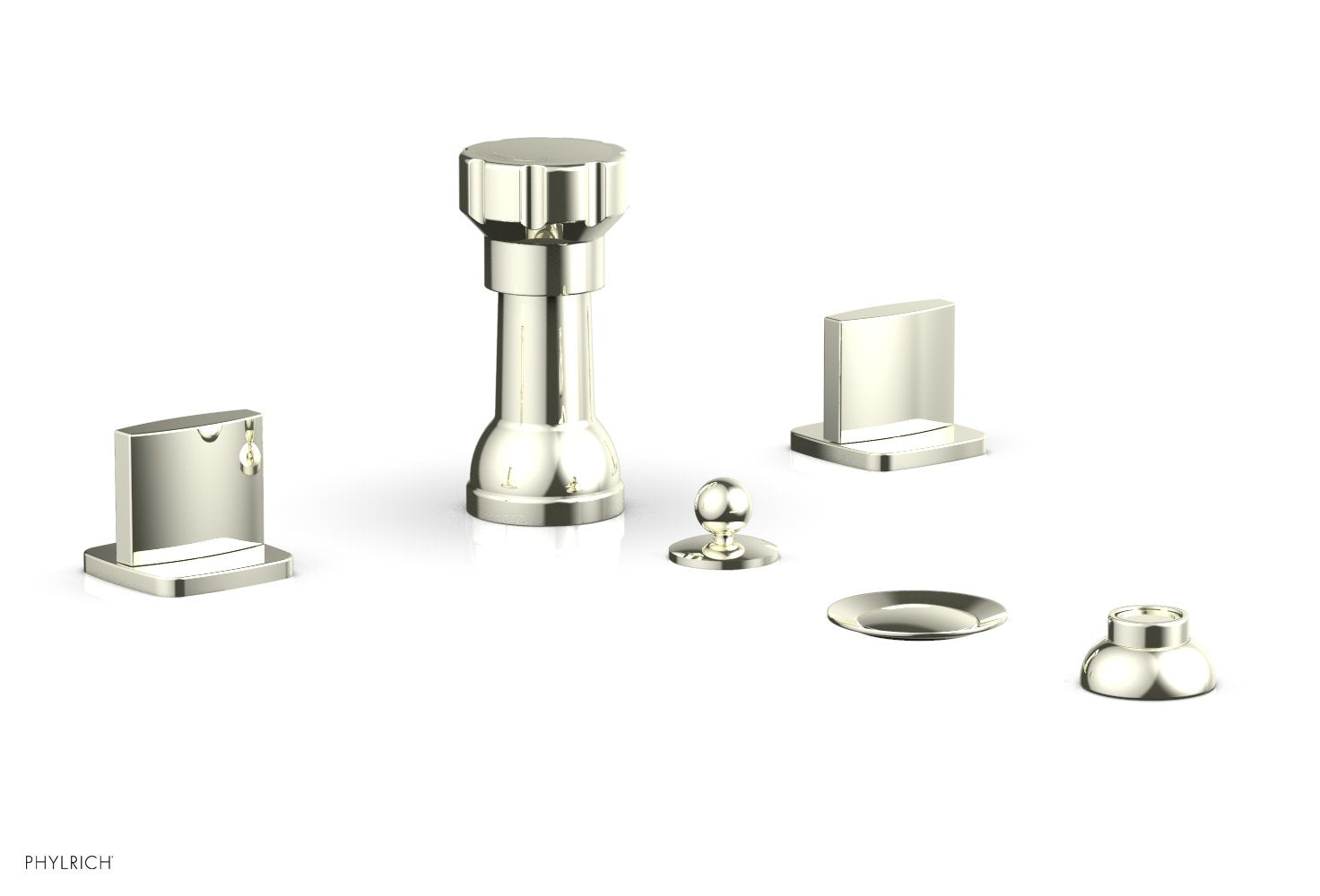 Phylrich RADI Four Hole Bidet Set, Blade Handles
