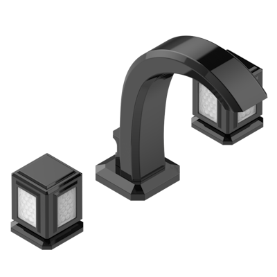 THG Paris Métropolis Clear Crystal Widespread Lavatory Set with Drain by THG Paris