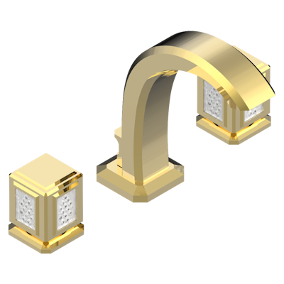 THG Paris Métropolis Clear Crystal Widespread Lavatory Set with Drain by THG Paris