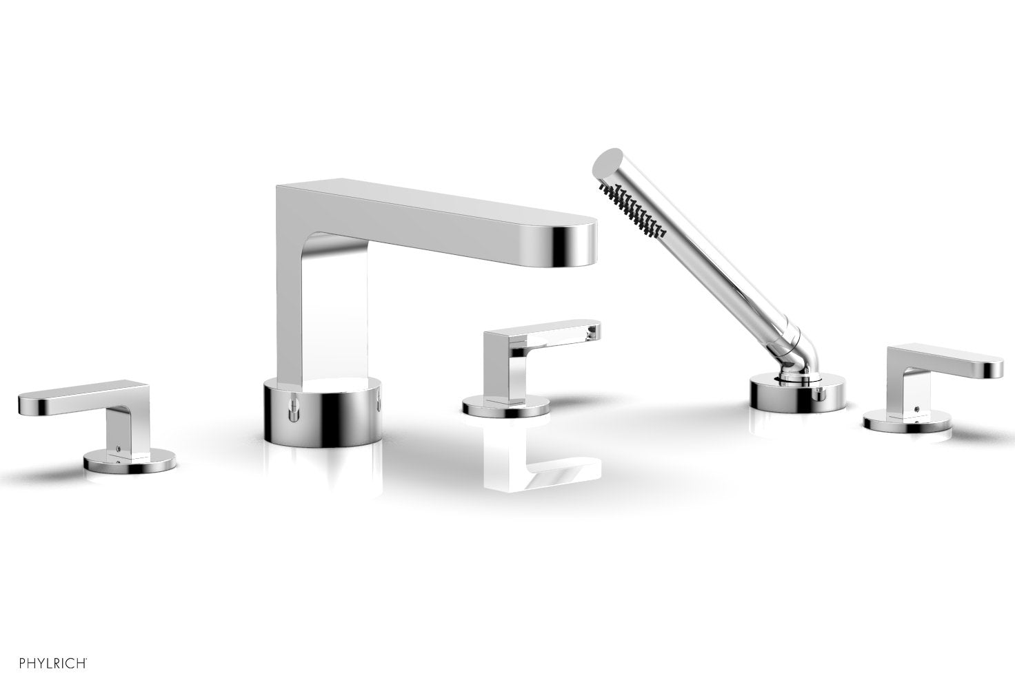 polished chrome deck tub set