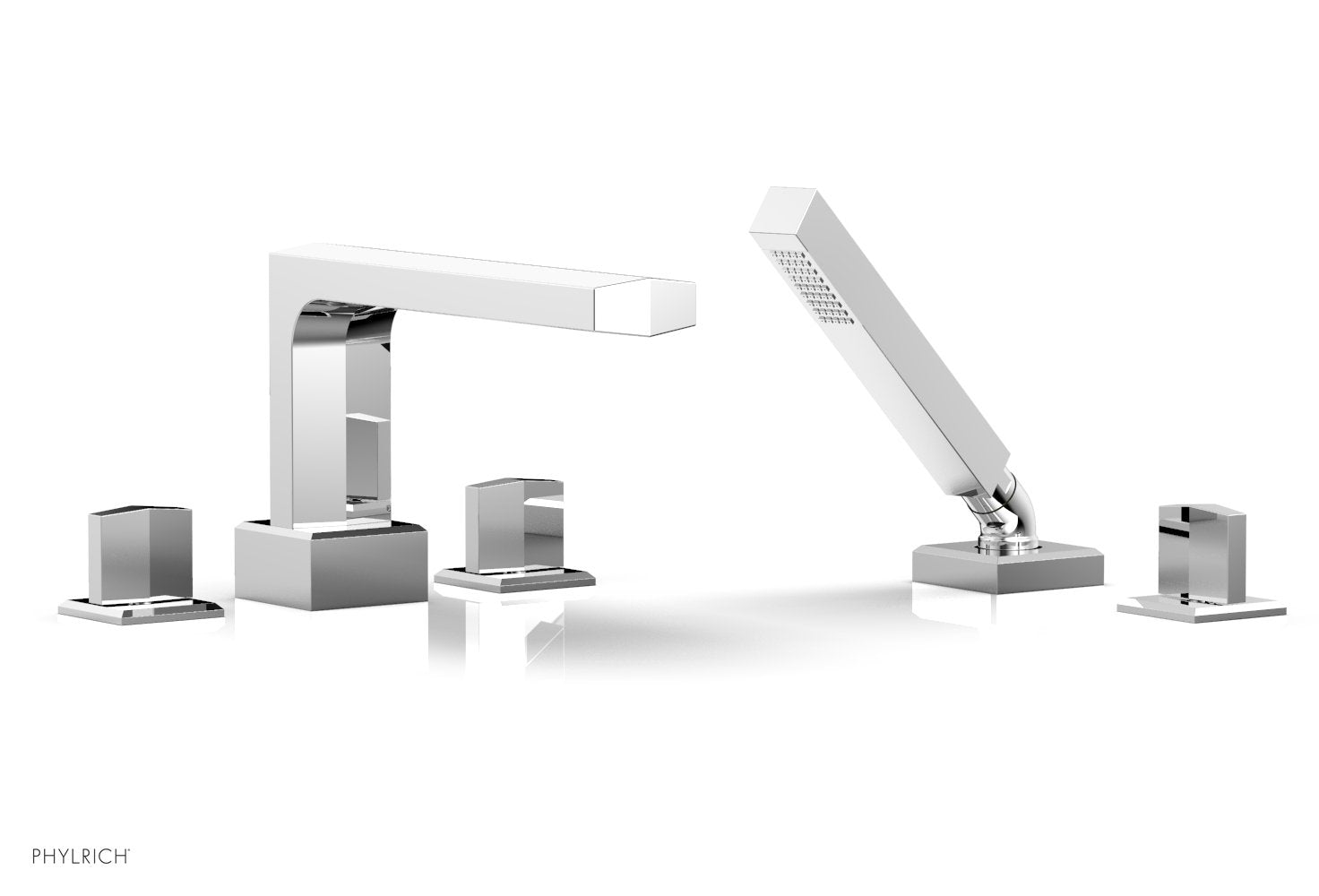 polished chrome deck tub set