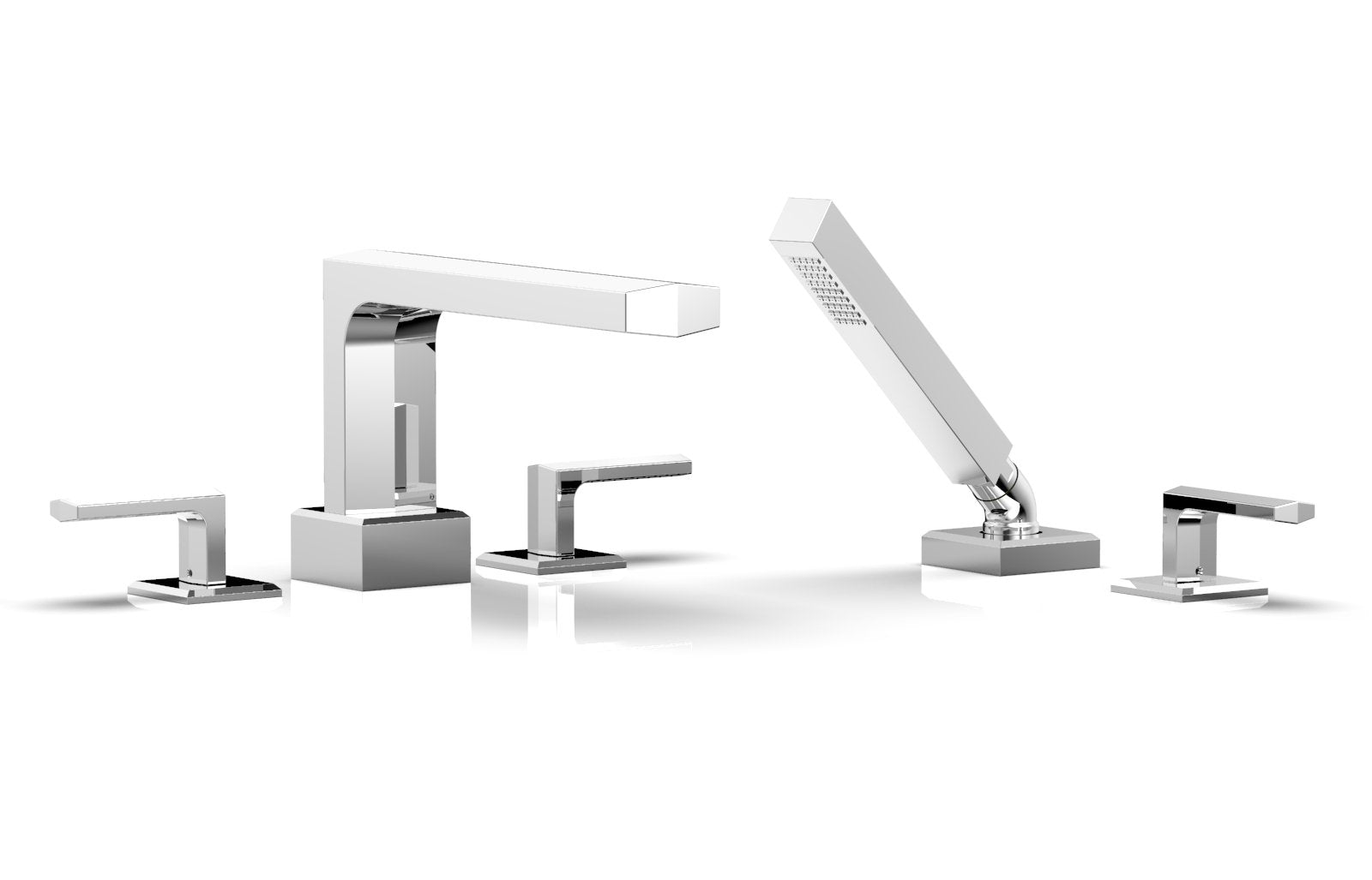 polished chrome deck tub set