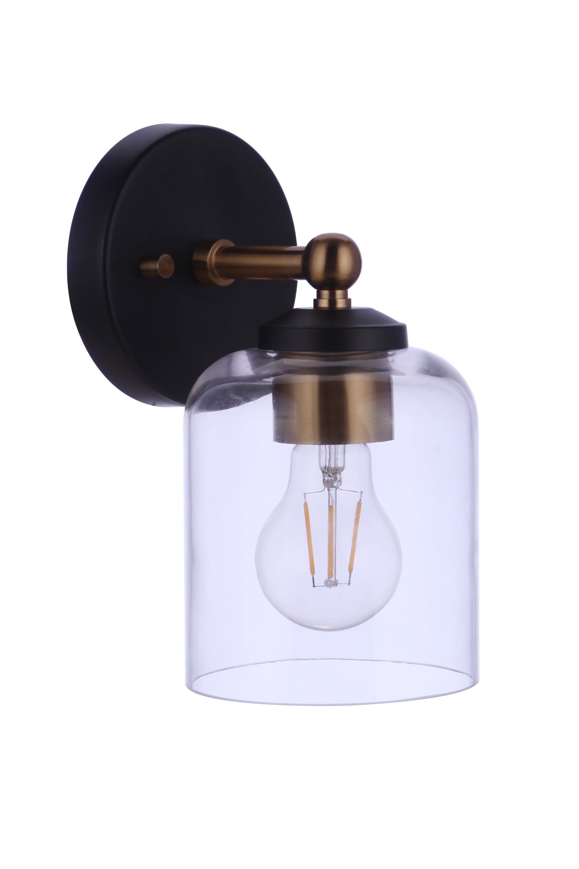 flat black/satin brass wall sconces