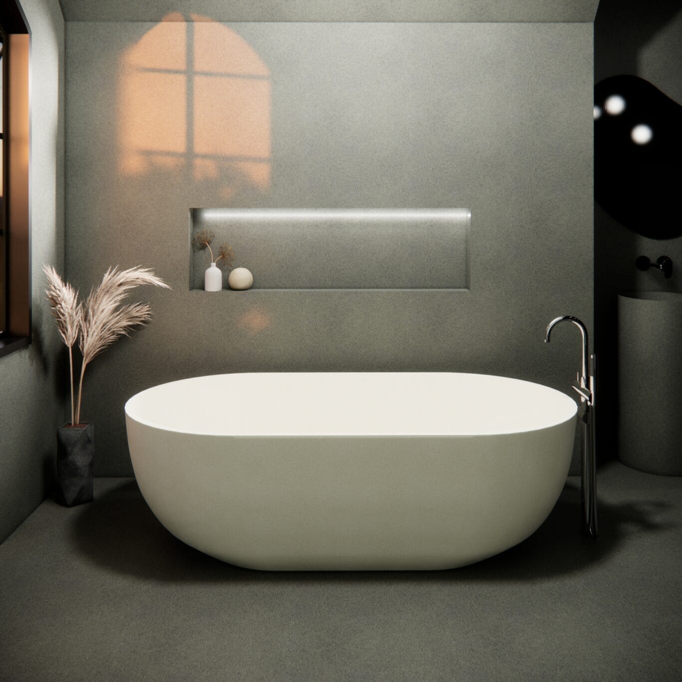 Balux Ola 72 Oval Concrete Freestanding Bathtub