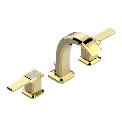 THG Paris Métropolis Clear Crystal with Lever Handles Widespread Lavatory Set with Drain by THG Paris