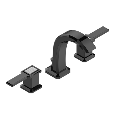THG Paris Métropolis Clear Crystal with Lever Handles Widespread Lavatory Set with Drain by THG Paris
