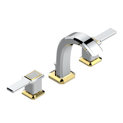 THG Paris Métropolis Clear Crystal with Lever Handles Widespread Lavatory Set with Drain by THG Paris