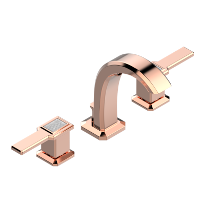 THG Paris Métropolis Clear Crystal with Lever Handles Widespread Lavatory Set with Drain by THG Paris