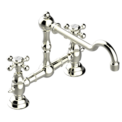 THG Paris 1900 Kitchen Exposed Lavatory Or Kitchen Faucet 8" Ctc, 2-Hole, Less Drain by THG Paris