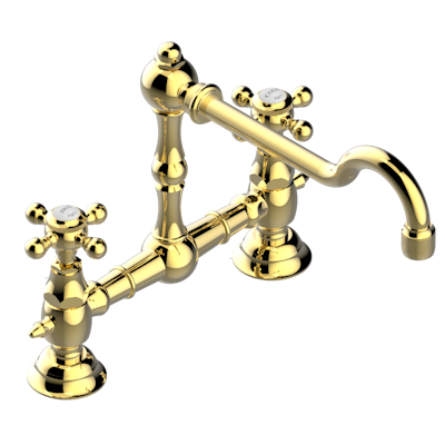THG Paris 1900 Kitchen Exposed Lavatory Or Kitchen Faucet 8" Ctc, 2-Hole, Less Drain by THG Paris