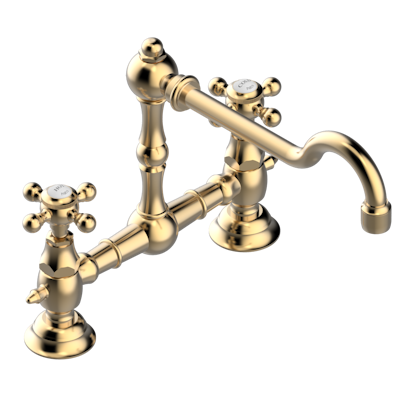 THG Paris 1900 Kitchen Exposed Lavatory Or Kitchen Faucet 8" Ctc, 2-Hole, Less Drain by THG Paris