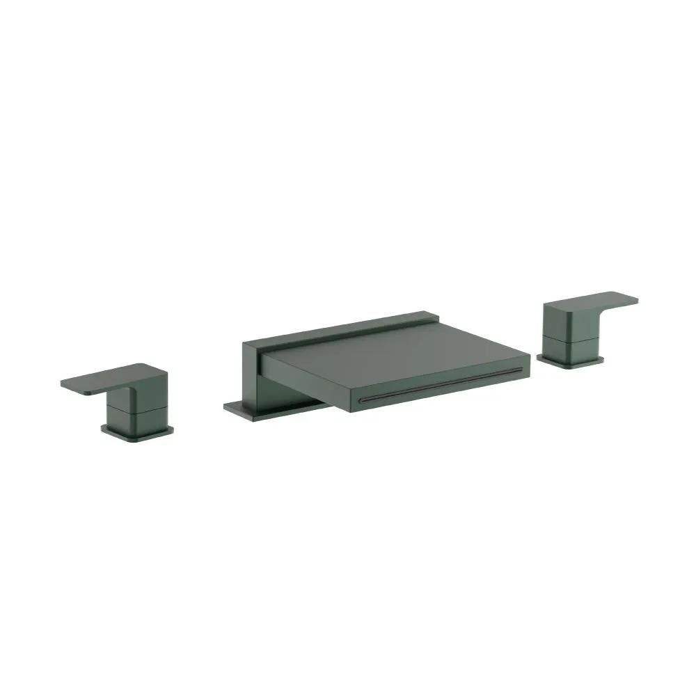 Flusso Serie 196 3 Hole Deck Mount Cascade / Sheet Flow Roman Tub Faucet by Flusso