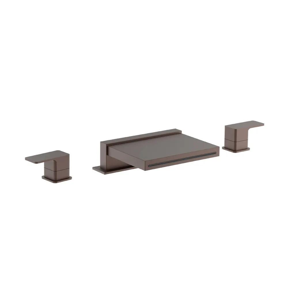 Flusso Serie 196 3 Hole Deck Mount Cascade / Sheet Flow Roman Tub Faucet by Flusso