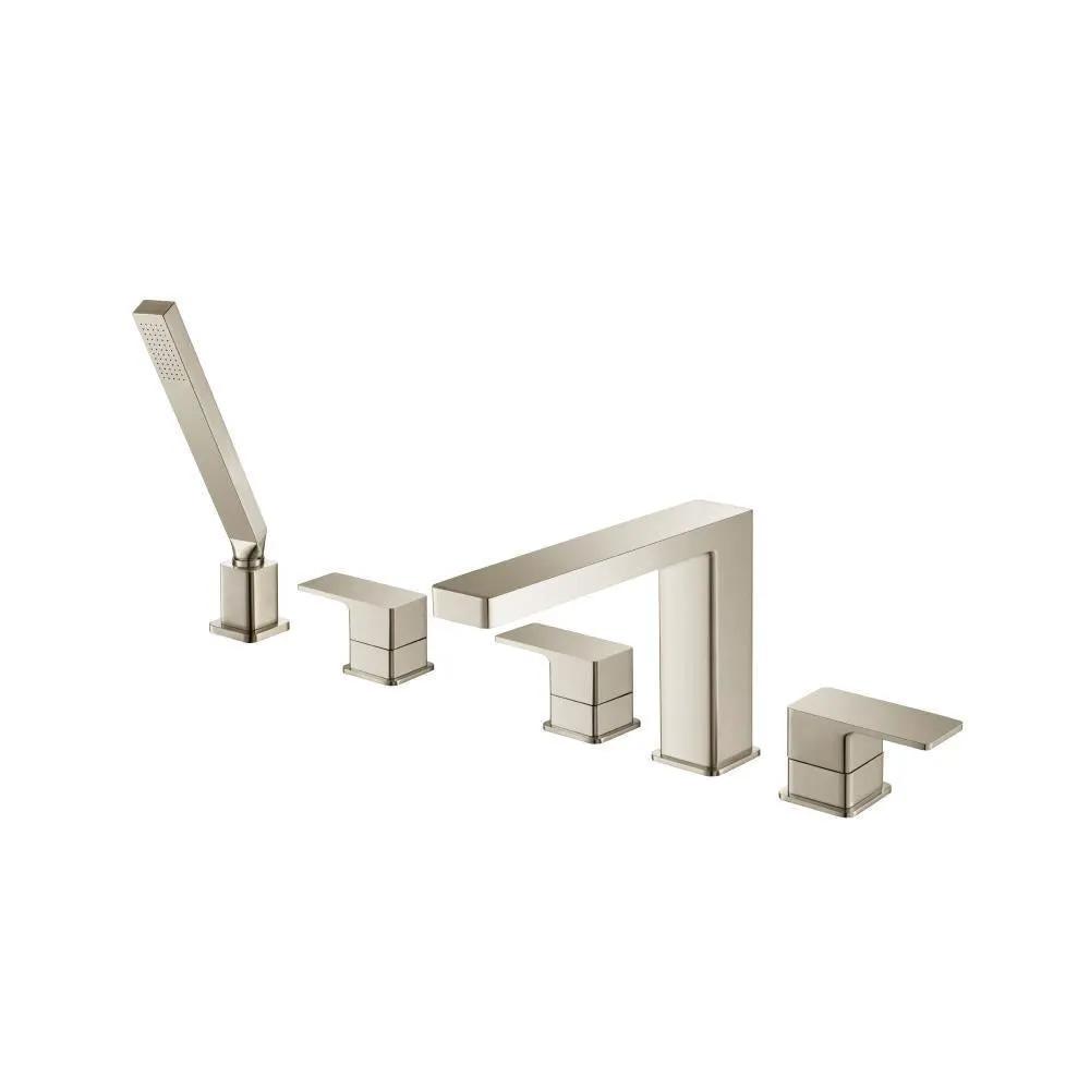 Flusso Serie 196 Five Hole Deck Mounted Roman Tub Faucet with Hand Shower by Flusso