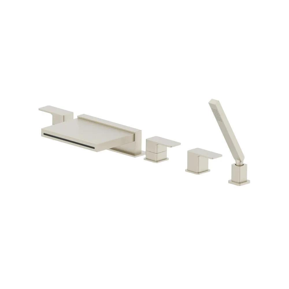 Flusso Serie 196 Five Hole Deck Mounted Cascade Flow Roman Tub Faucet with Hand Shower by Flusso