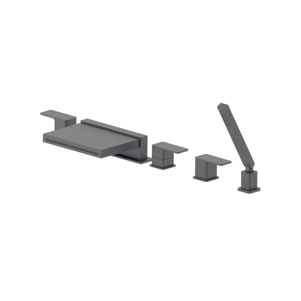 Flusso Serie 196 Five Hole Deck Mounted Cascade Flow Roman Tub Faucet with Hand Shower by Flusso