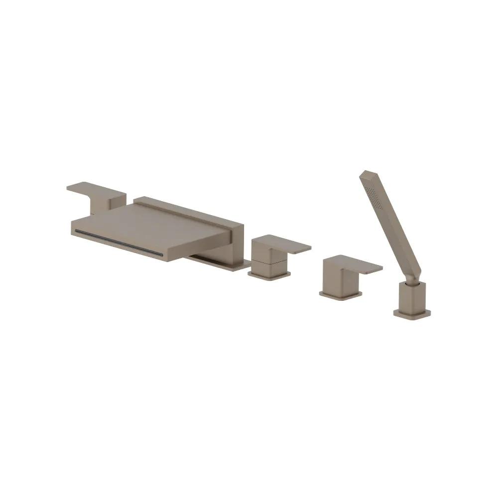 Flusso Serie 196 Five Hole Deck Mounted Cascade Flow Roman Tub Faucet with Hand Shower by Flusso
