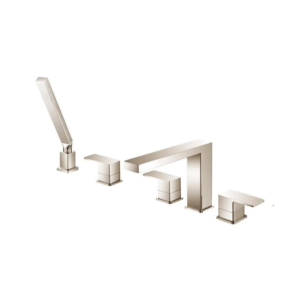 Flusso Serie 196 Five Hole Deck Mounted Roman Tub Faucet with Hand Shower by Flusso