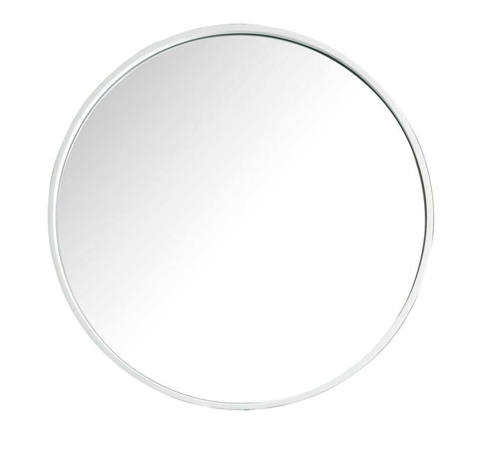 glossy white Round Mirror