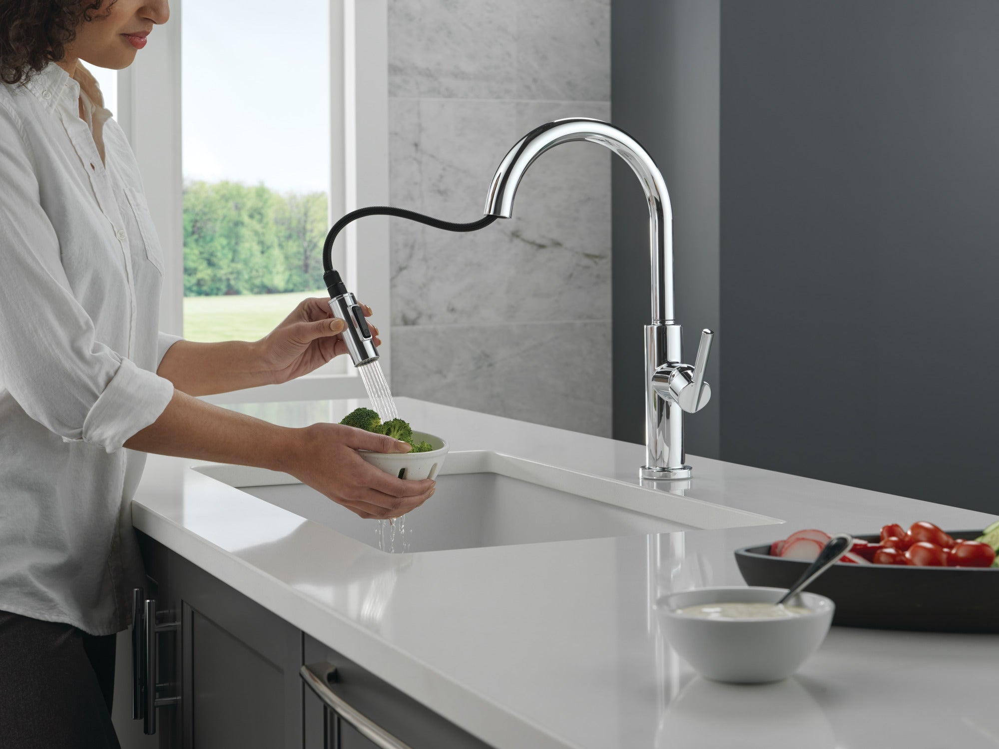 chrome kitchen faucet