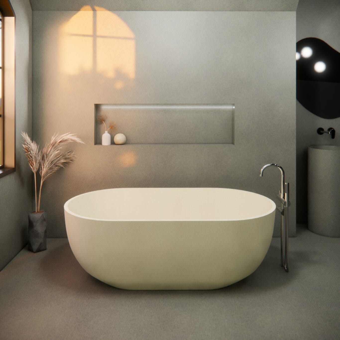 Balux Ola 66 Oval Concrete Freestanding Bathtub by Balux
