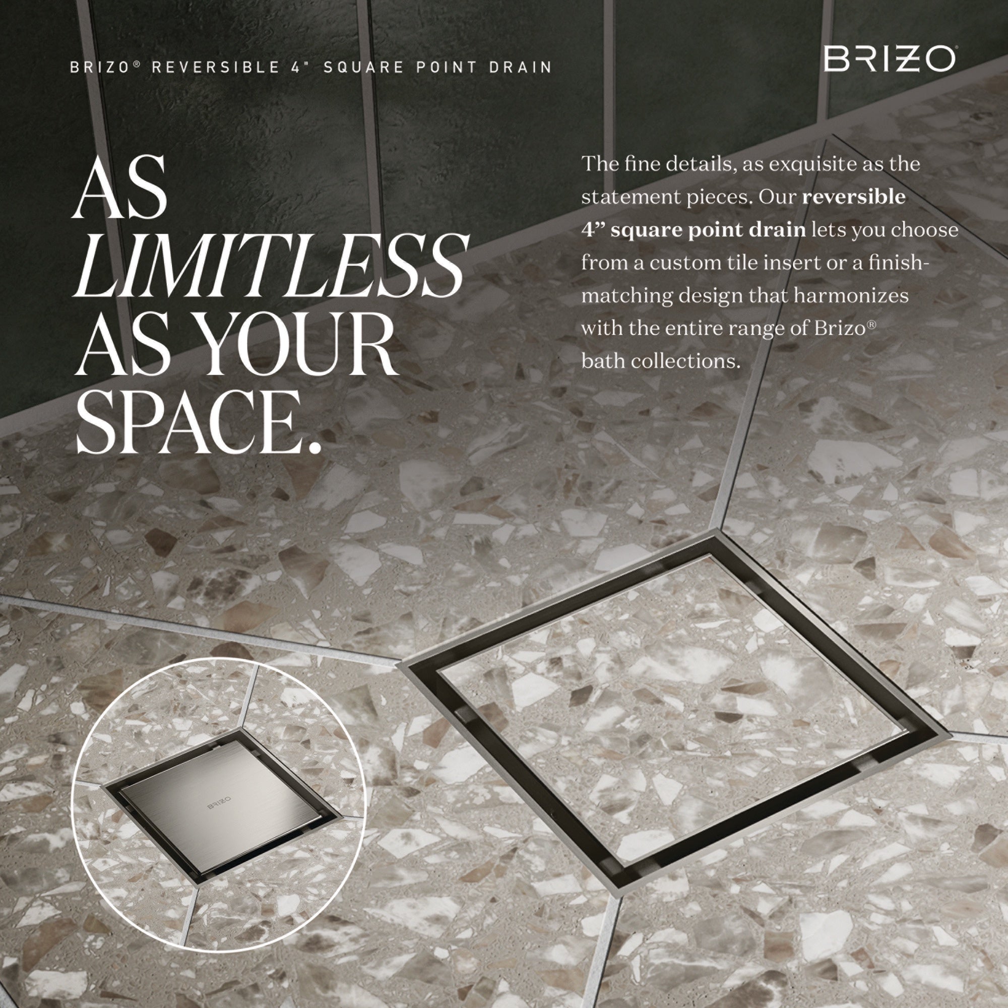 luxe steel shower drain