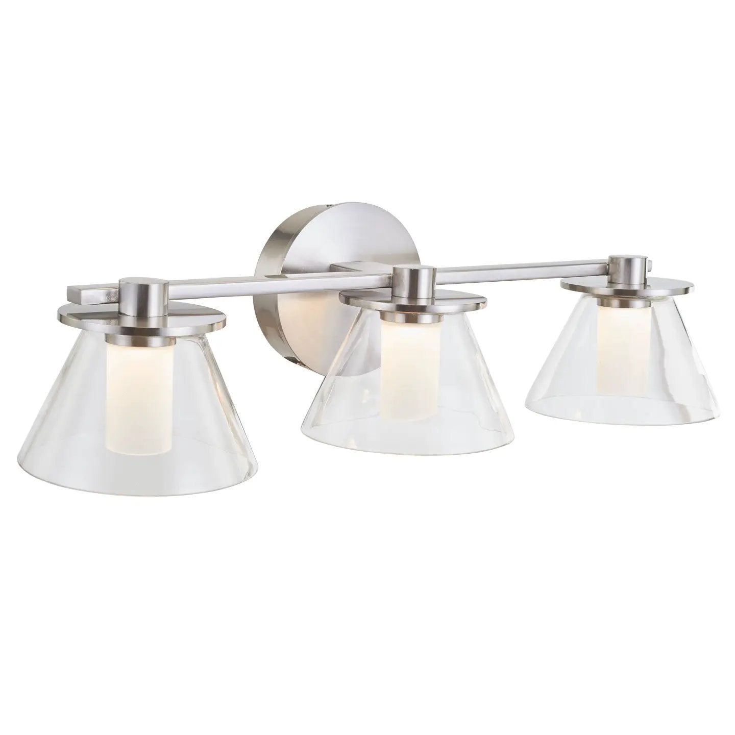 Abra Lighting Cone 3 Light Clear Glass Cones with Opal Glass Diffuser by Abra Lighting