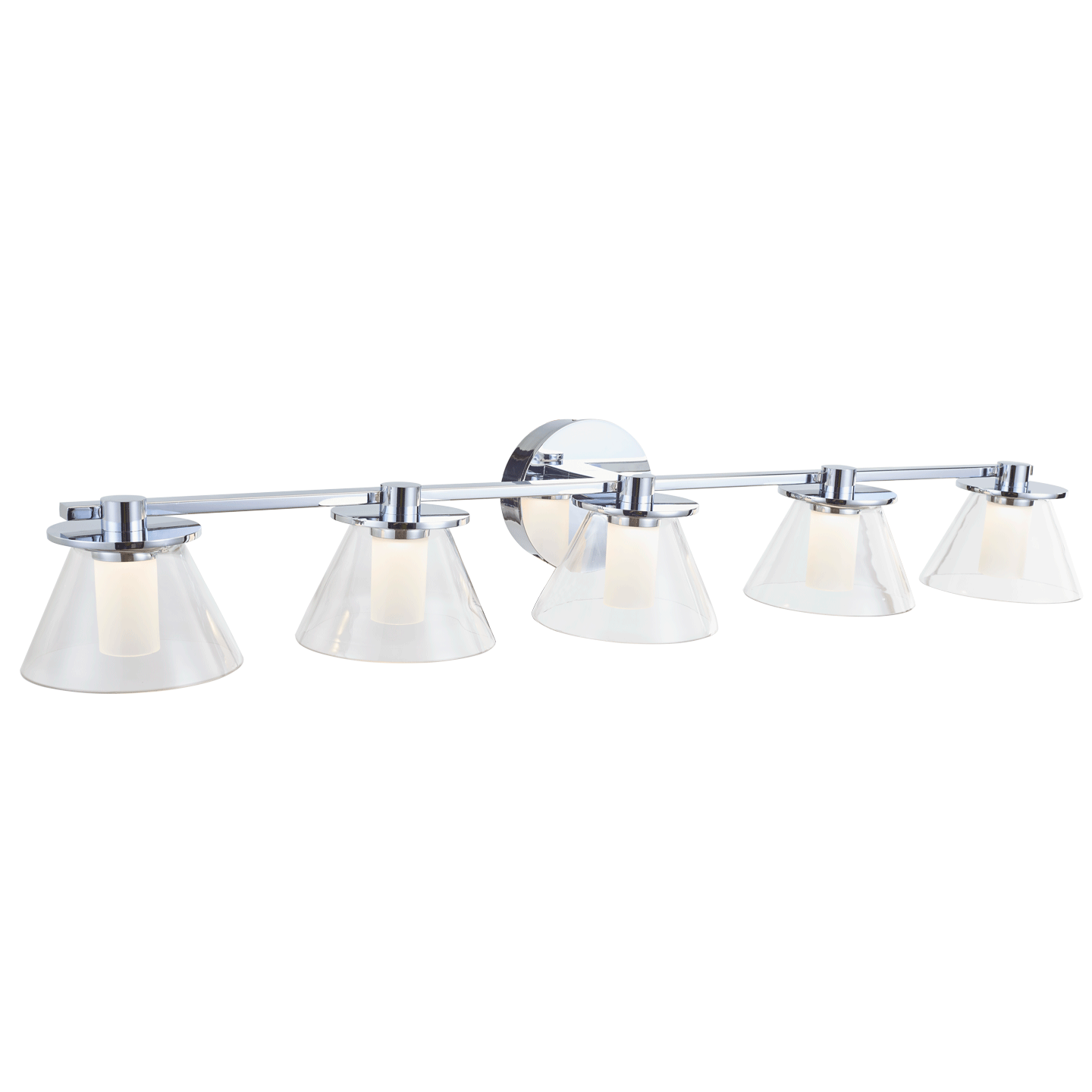 Abra Lighting Cone 5 Light Clear Glass Cones with Opal Glass Diffuser