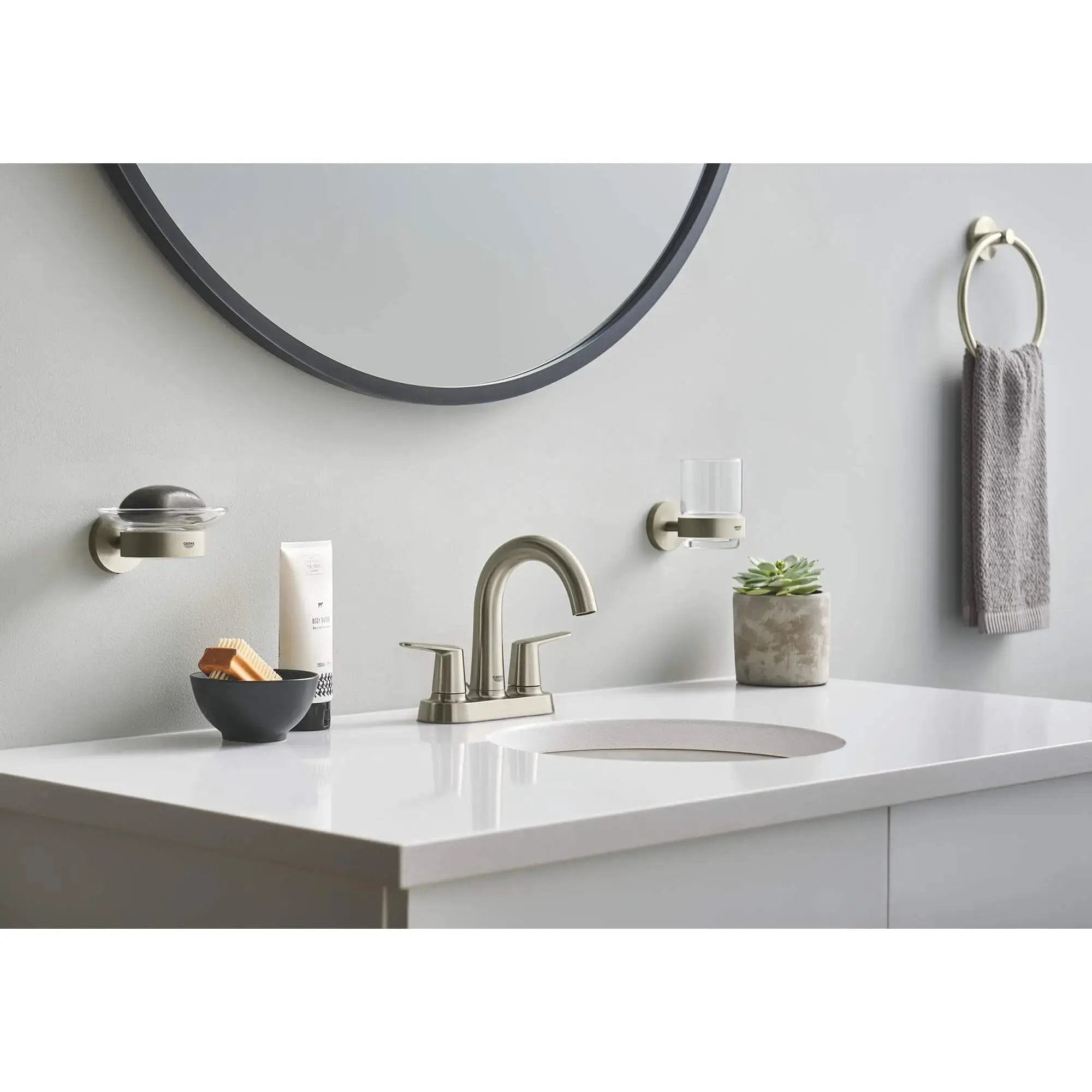 brushed nickel towel ring