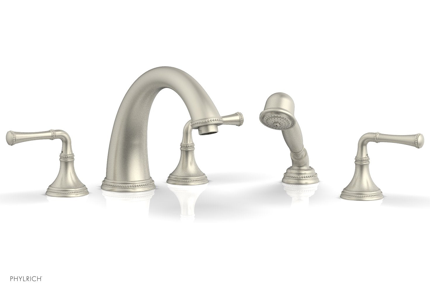 Phylrich BEADED Deck Tub Set with Hand Shower - Lever Handles