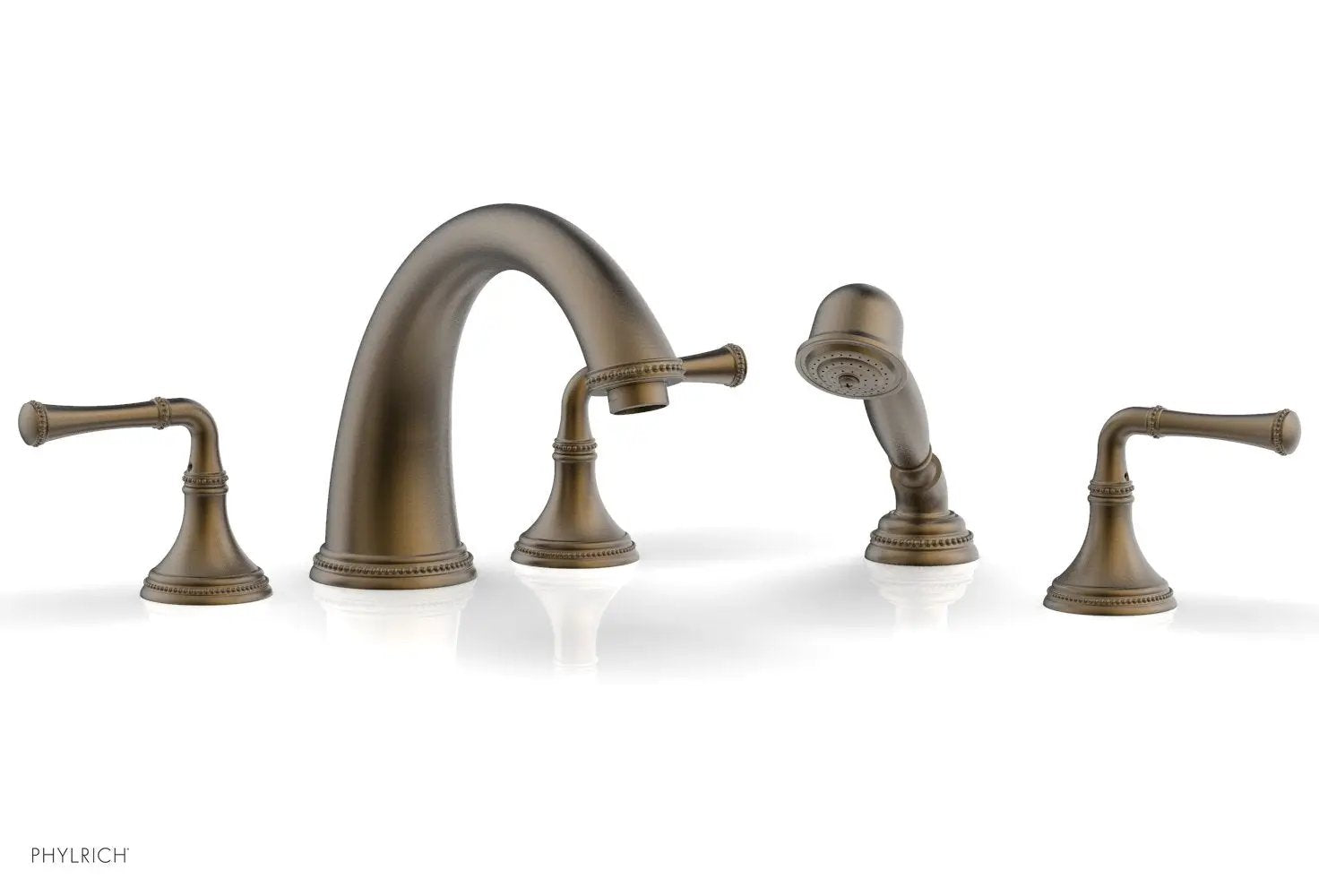 Phylrich BEADED Deck Tub Set with Hand Shower - Lever Handles by Phylrich