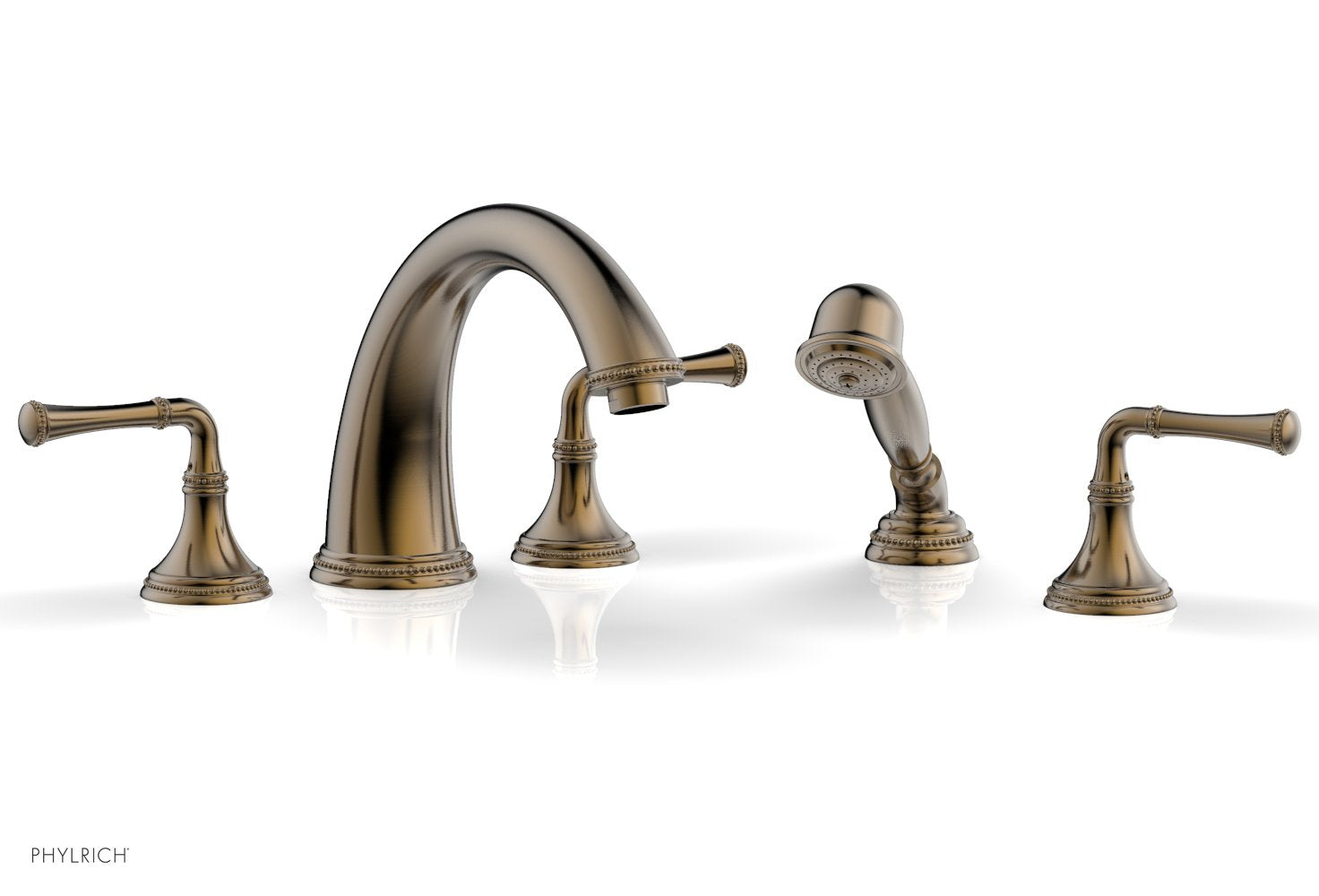 Phylrich BEADED Deck Tub Set with Hand Shower - Lever Handles