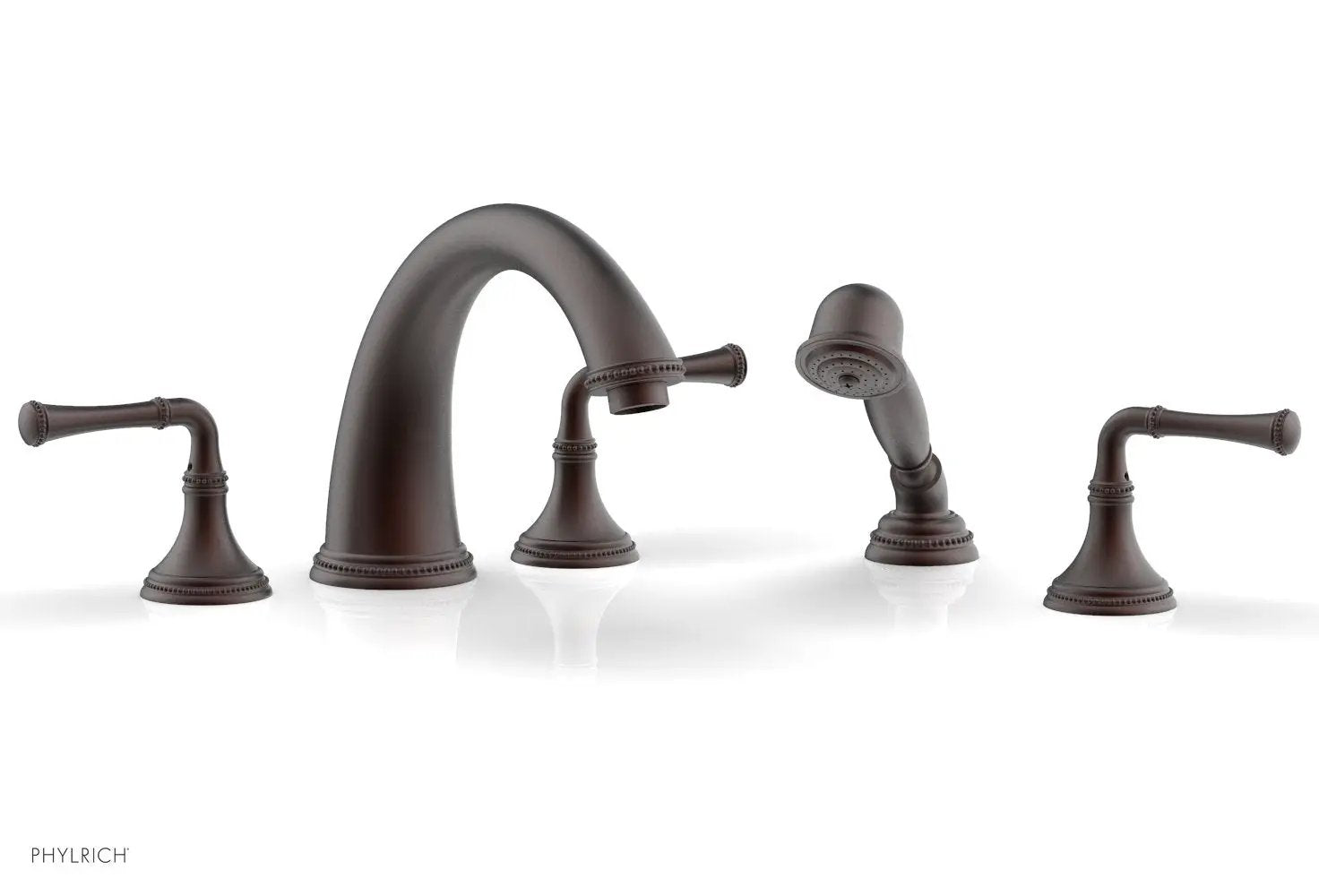 Phylrich BEADED Deck Tub Set with Hand Shower - Lever Handles by Phylrich
