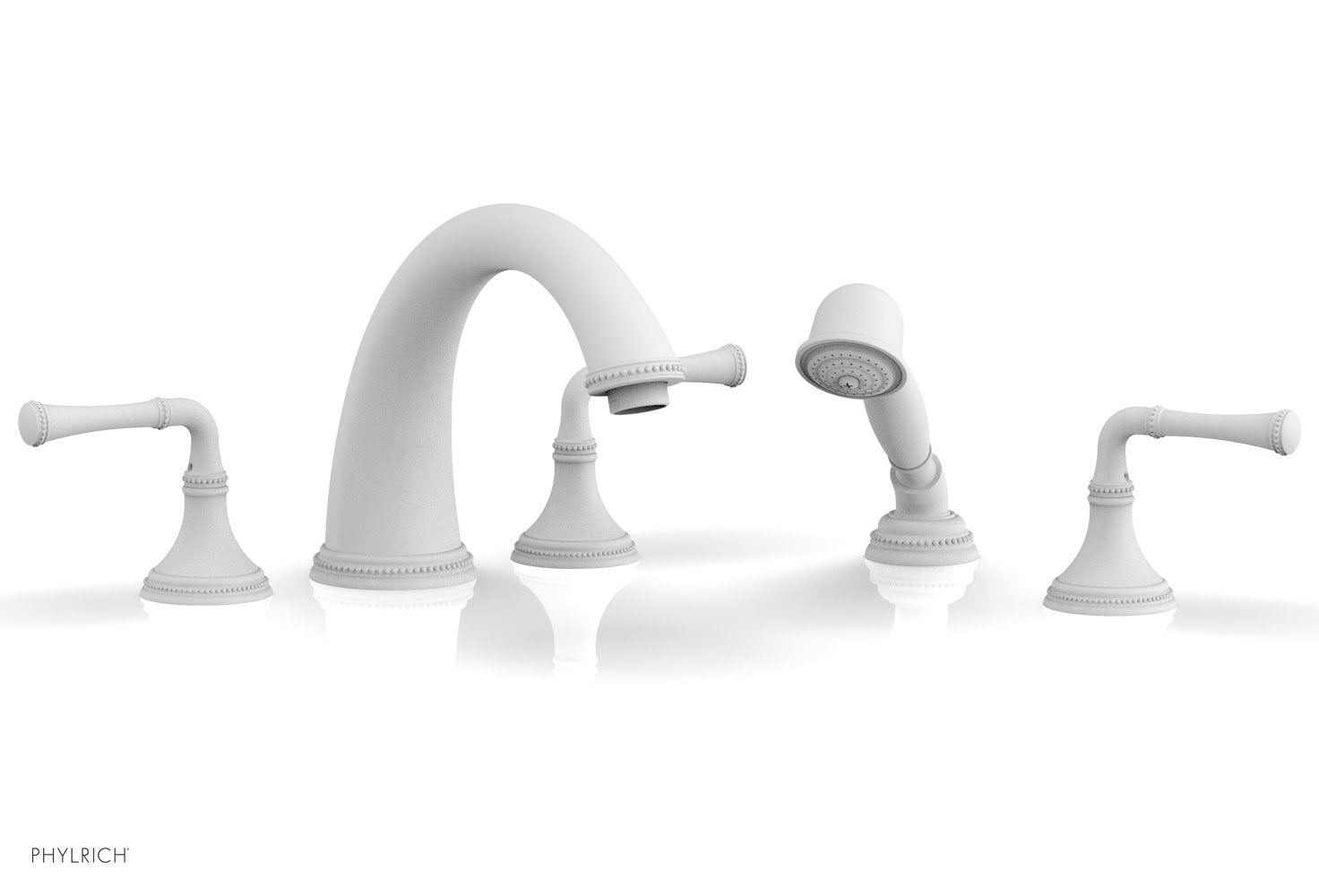 Phylrich BEADED Deck Tub Set with Hand Shower - Lever Handles