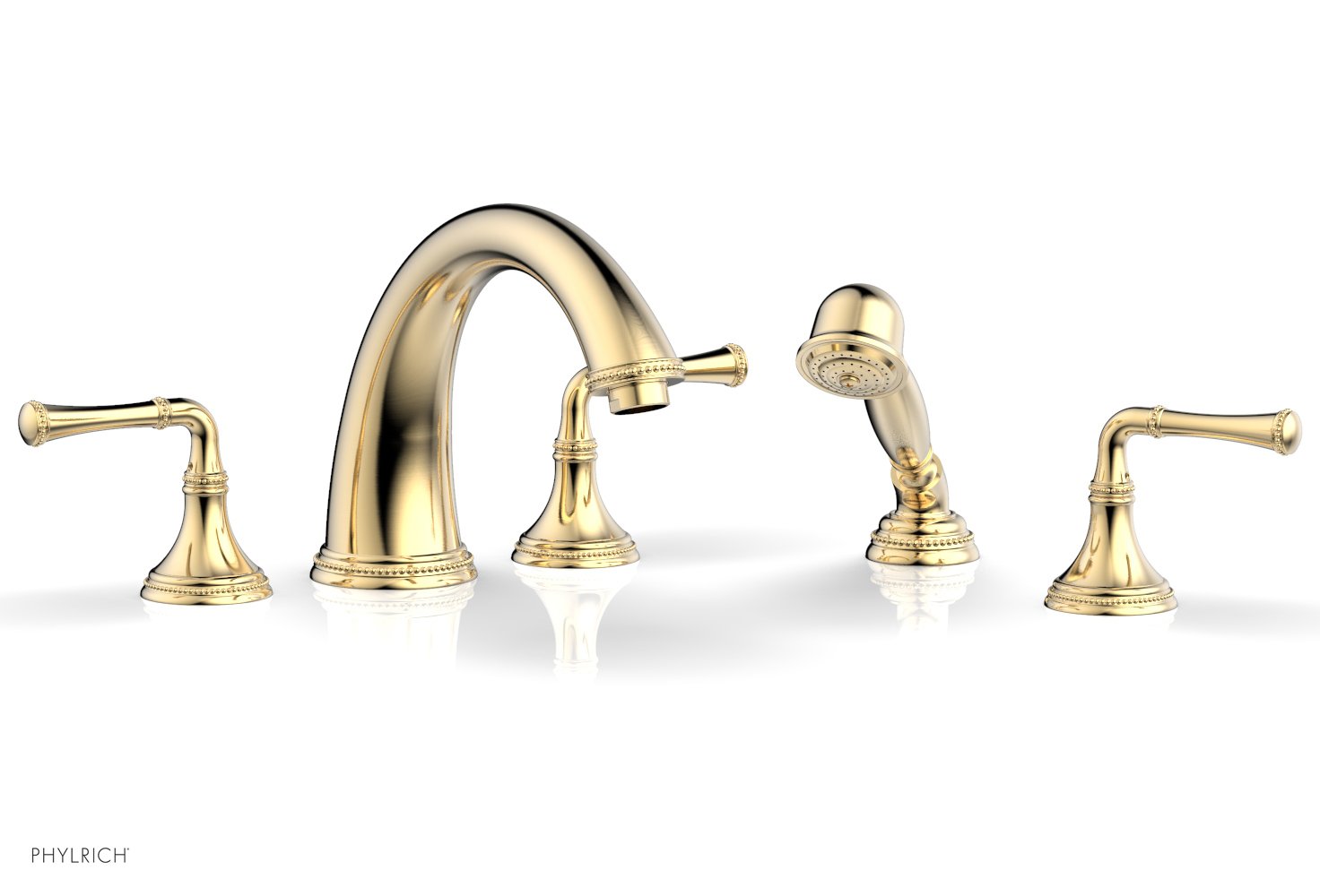 Phylrich BEADED Deck Tub Set with Hand Shower - Lever Handles by Phylrich