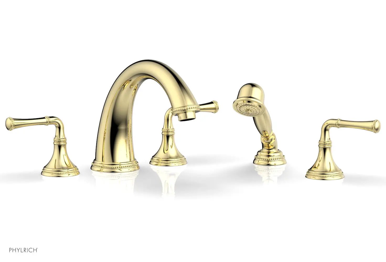 Phylrich BEADED Deck Tub Set with Hand Shower - Lever Handles by Phylrich