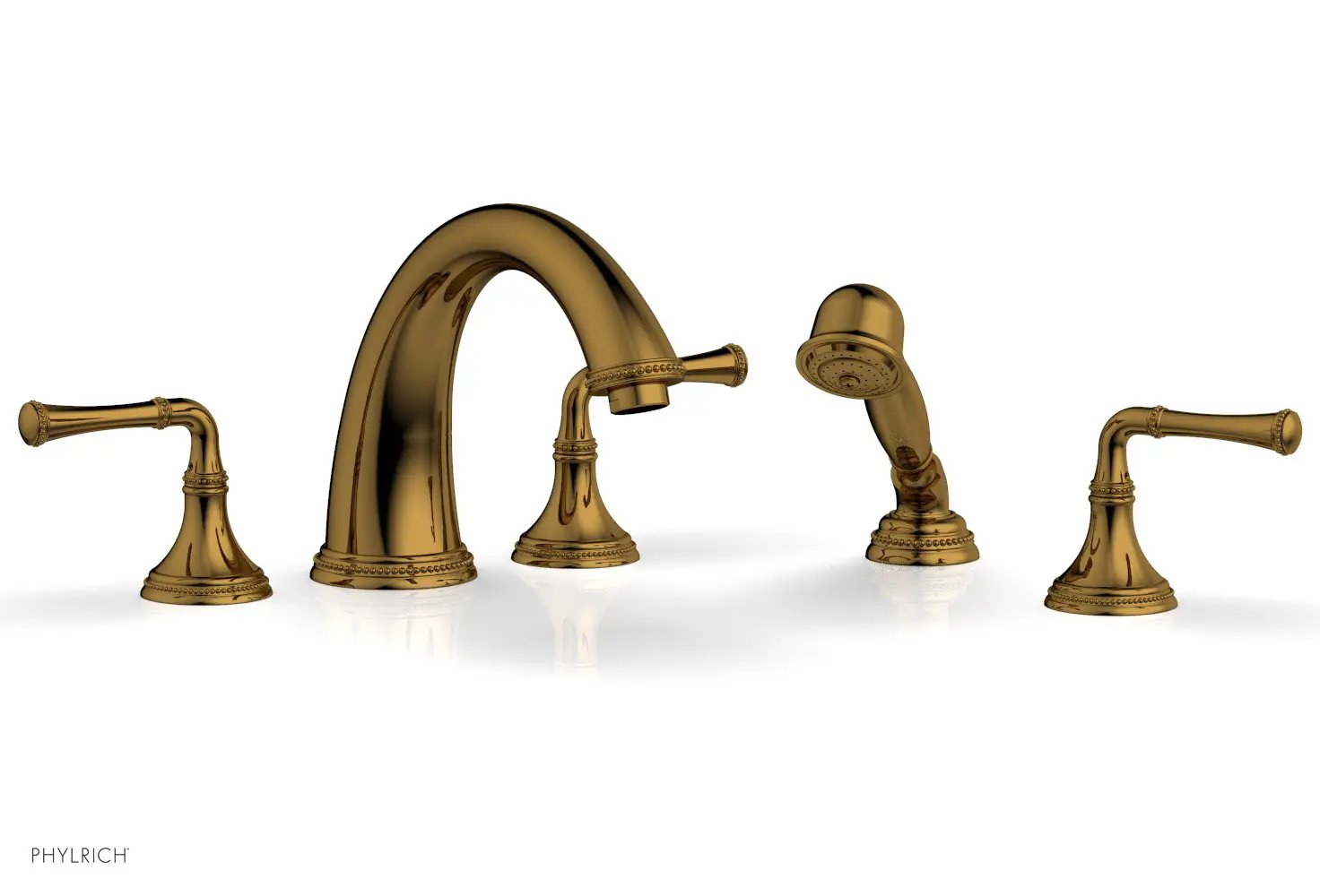 Phylrich BEADED Deck Tub Set with Hand Shower - Lever Handles by Phylrich