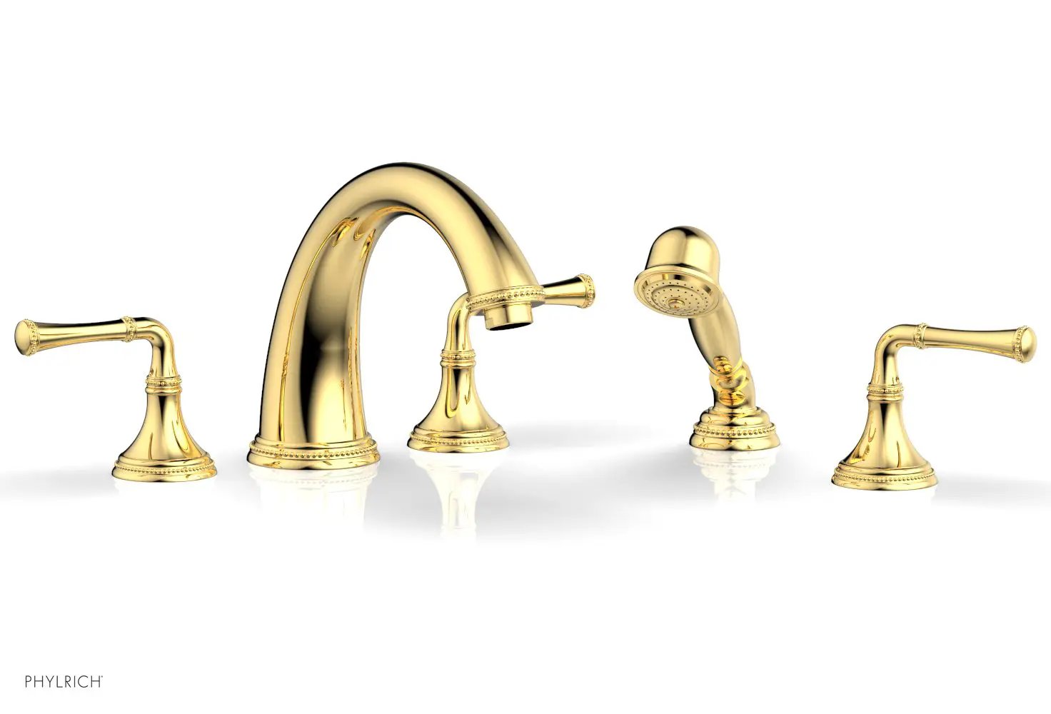 Phylrich BEADED Deck Tub Set with Hand Shower - Lever Handles by Phylrich
