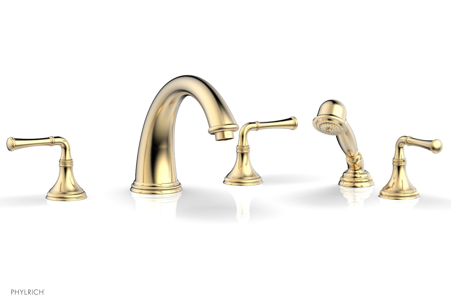 Phylrich COINED Deck Tub Set with Hand Shower - Lever Handles