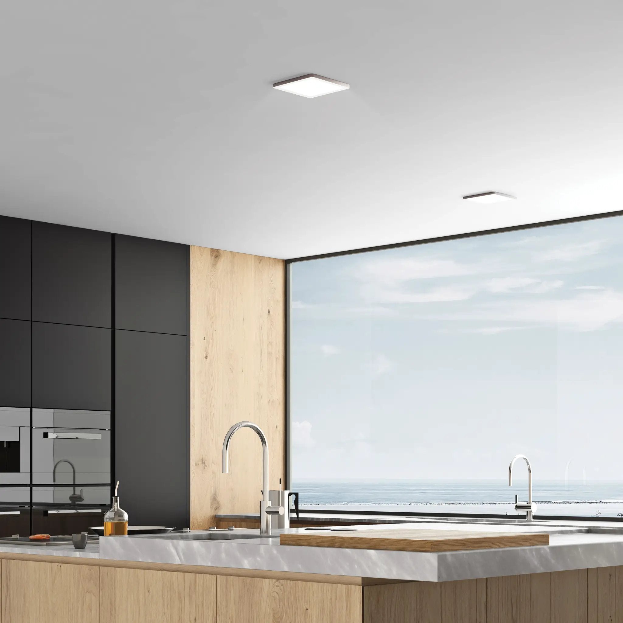 brushed steel led flush mount