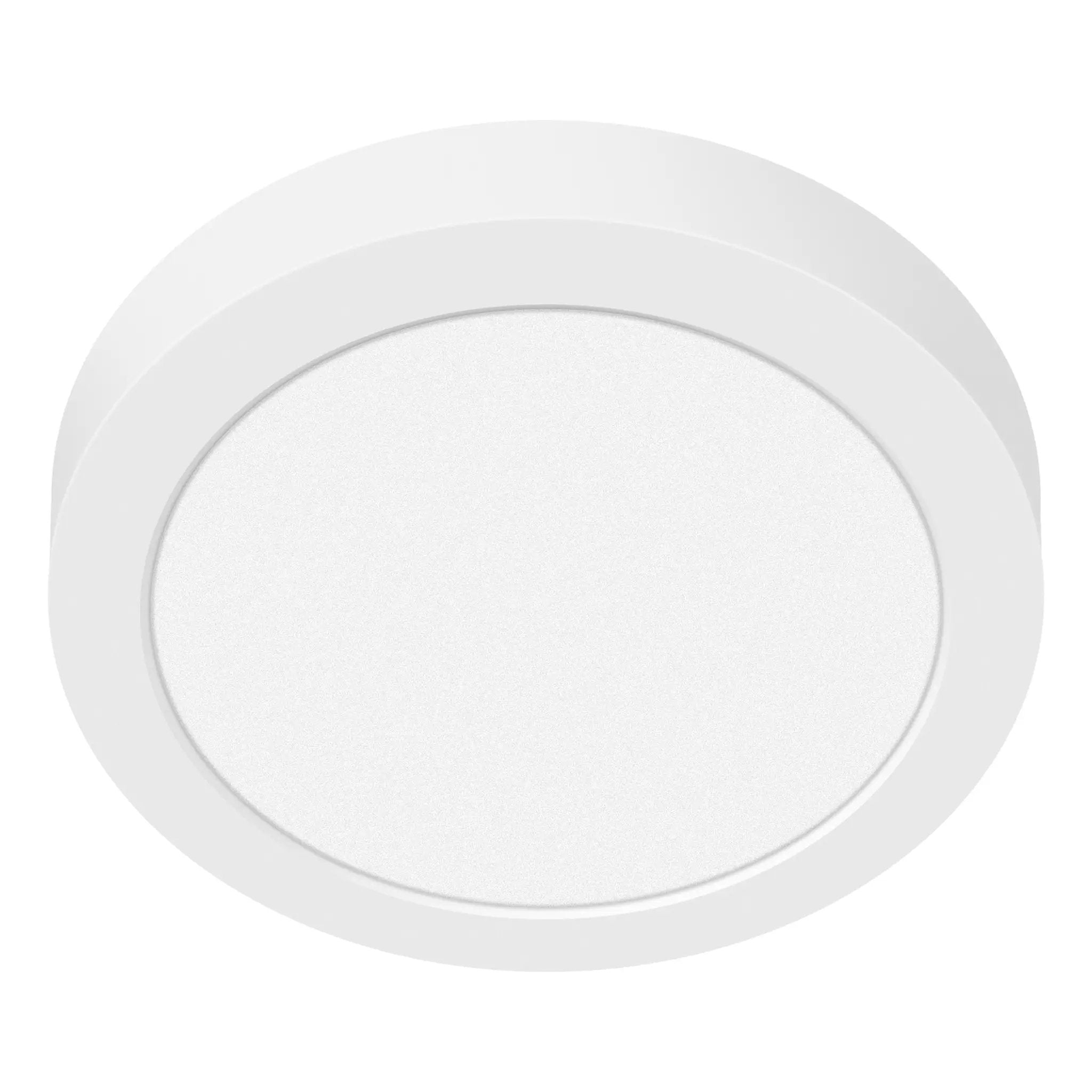 white dual voltage emergency backup led flush mount