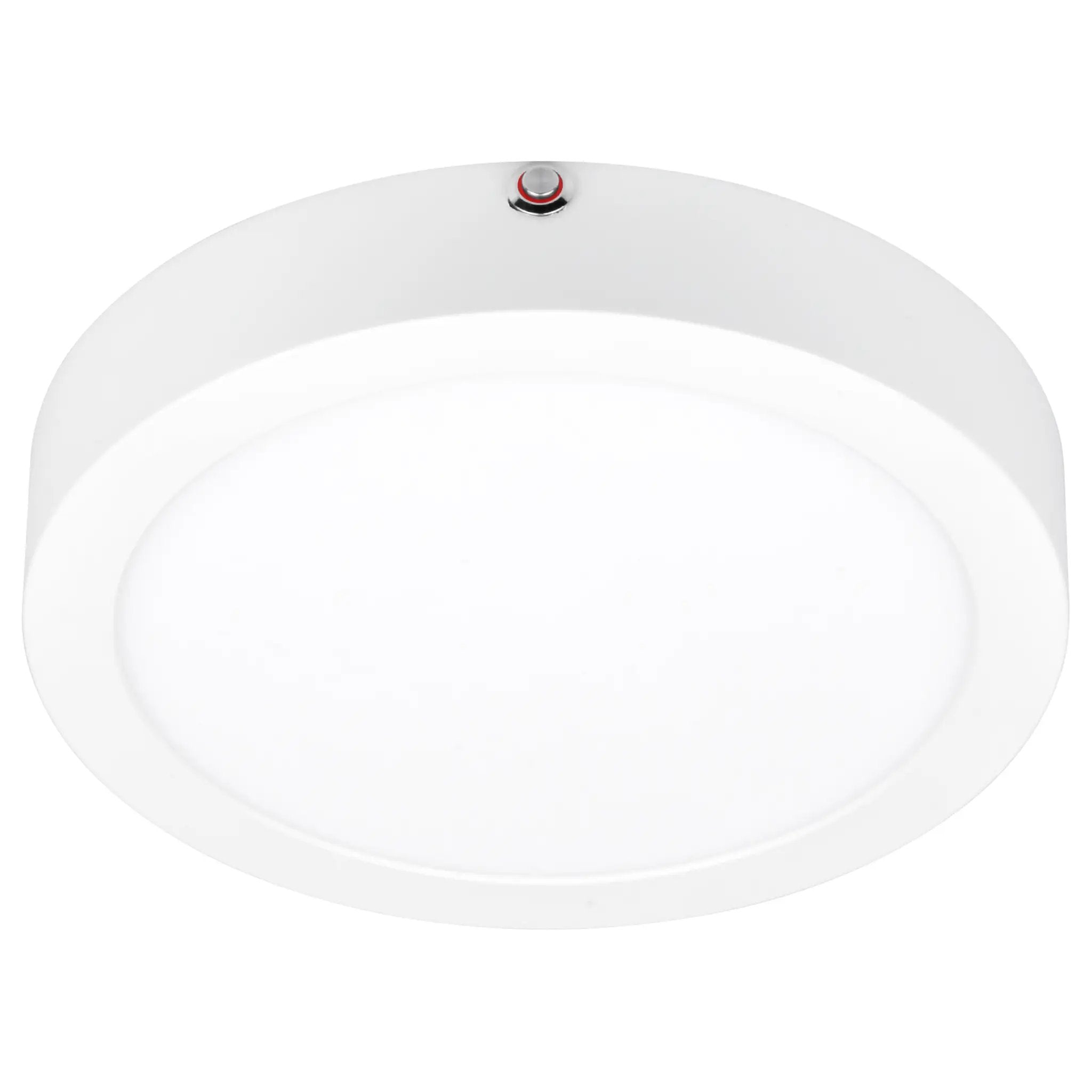 white dual voltage emergency backup led flush mount