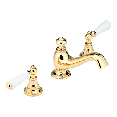 THG Paris Broadway with White Porcelain Lever Handles Widespread Lavatory Set with Drain by THG Paris