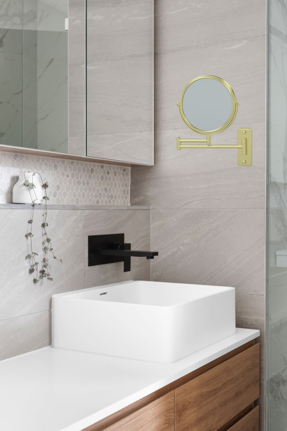 brushed brass makeup mirror