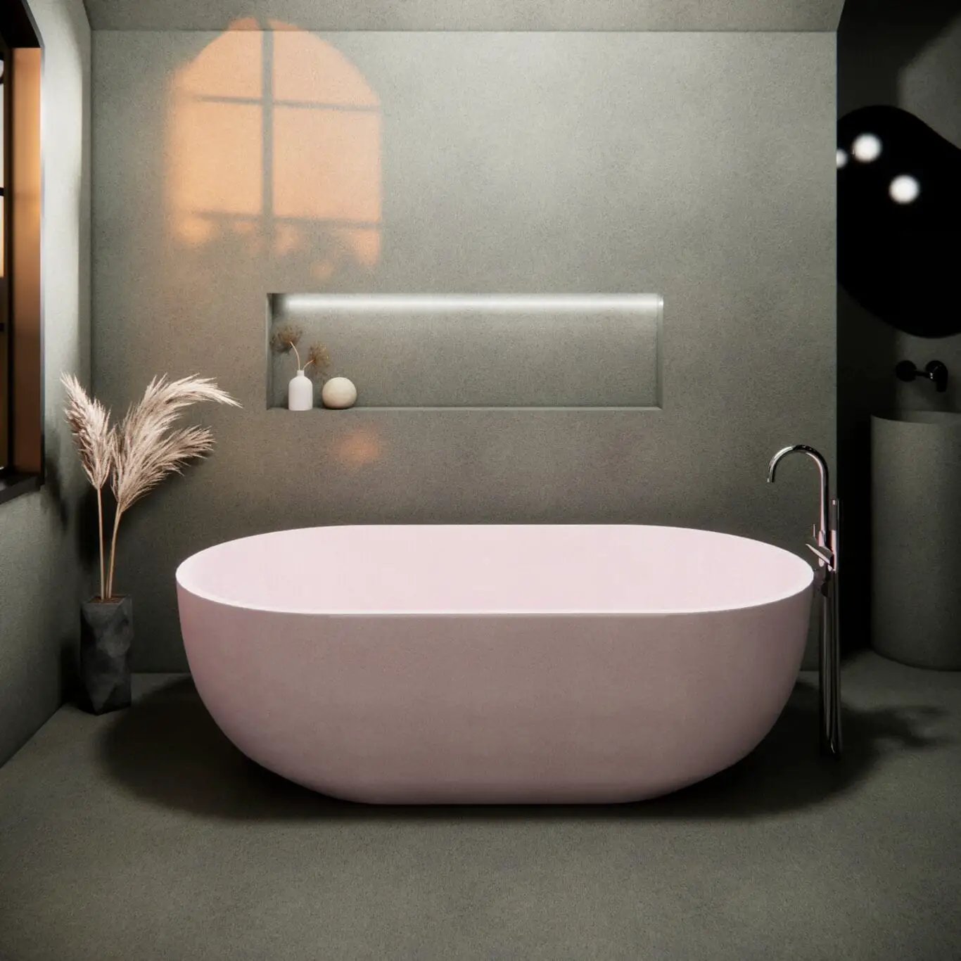 Balux Ola 72 Oval Concrete Freestanding Bathtub by Balux