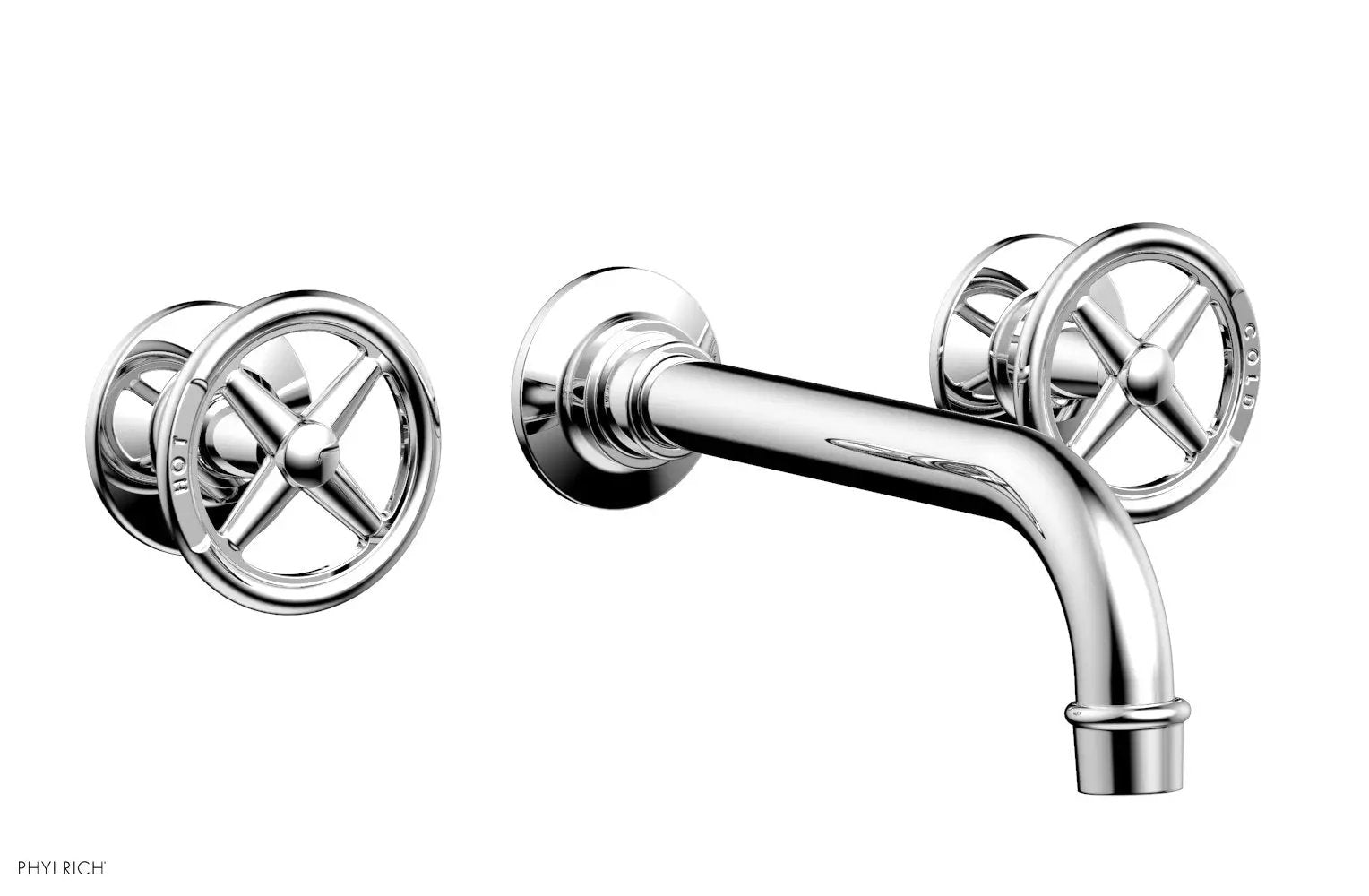 polished chrome wall tub set